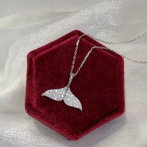 Bimini Beachwear Fish Tail Necklace - Stainless Steel w/ CZ Stones